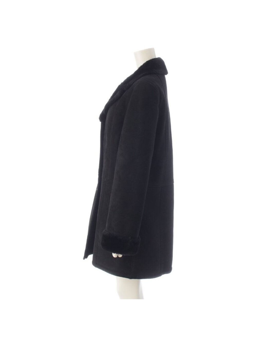 Loewe Cowhide Shearling Vintage Logo Button Coat Black 40 - Picture 3 of 10